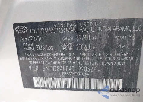 2018 Hyundai Elantra Sel from USA, damaged, VIN 5NPD84LF4JH220327